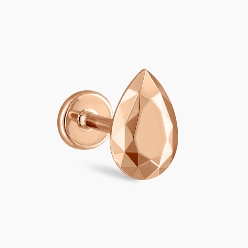 MARIA TASH FACETED GOLD PEAR THREADED STUD EARRING ROSE GOLD